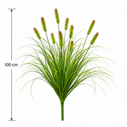 Planta Artificiala Iarba Ornamentala Tip Coada Vulpii, 100 cm, cu 12 Spice, Verde si Maro, Fara Ghiveci