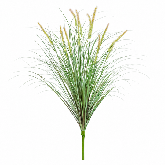Planta Artificiala Iarba Ornamentala Tip Coada Vulpii, 100 cm, cu 12 Spice, Verde si Roz, Fara Ghiveci