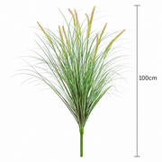 Planta Artificiala Iarba Ornamentala Tip Coada Vulpii, 100 cm, cu 12 Spice, Verde si Roz, Fara Ghiveci