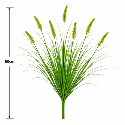 Planta Artificiala Iarba Ornamentala Tip Coada Vulpii, 60 cm, cu 7 Spice, Verde, Fara Ghiveci