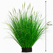 Planta Artificiala Iarba Ornamentala Tip Coada Vulpii, 80 cm, cu 33 Spice, Verde si Alb, Fara Ghiveci