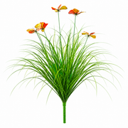 Planta Artificiala Iarba Ornamentala Tip Fluture, 60 cm, cu 5 Flori, Verde si Rosu, Fara Ghiveci