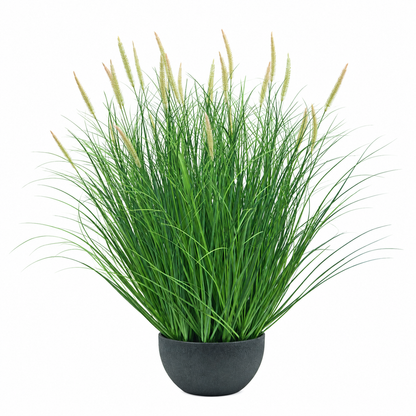 Planta Artificiala, Iarba Ornamentala in Ghiveci Tip Coada Vulpii, 70 cm, cu 25 Spice, Verde si Roz