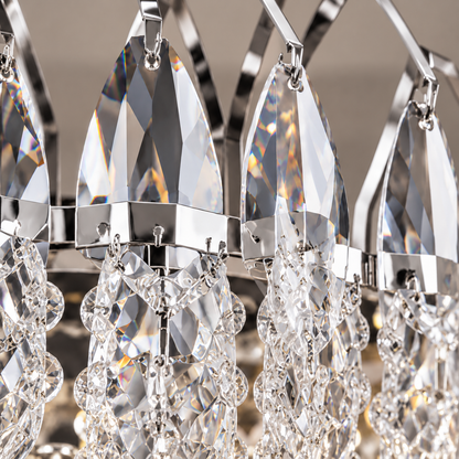 Candelabru Cristal MAJESTIC Regalis 21x E14, Diametru 80cm, Crom Lucios, Inaltime Reglabila