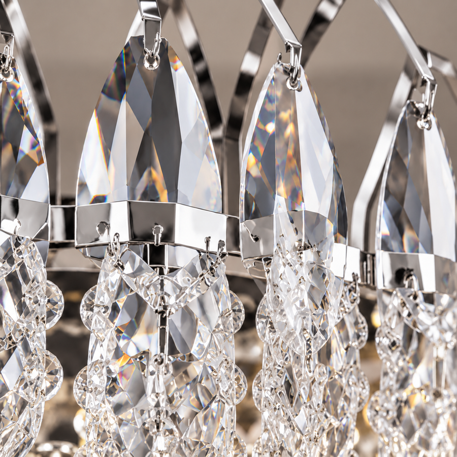 Candelabru Cristal MAJESTIC Regalis 21x E14, Diametru 80cm, Crom Lucios, Inaltime Reglabila