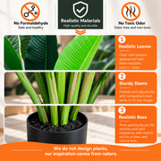 Plantă Artificială Tip Strelitzia Nicolai(Pasărea Paradisului), 120 cm, 8 frunze, Verde