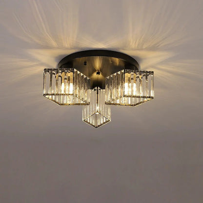 Lustra Clasica Moderna Sasha, LC117/3BK, 3x E27, Metal si Cristal, Negru, Abajur