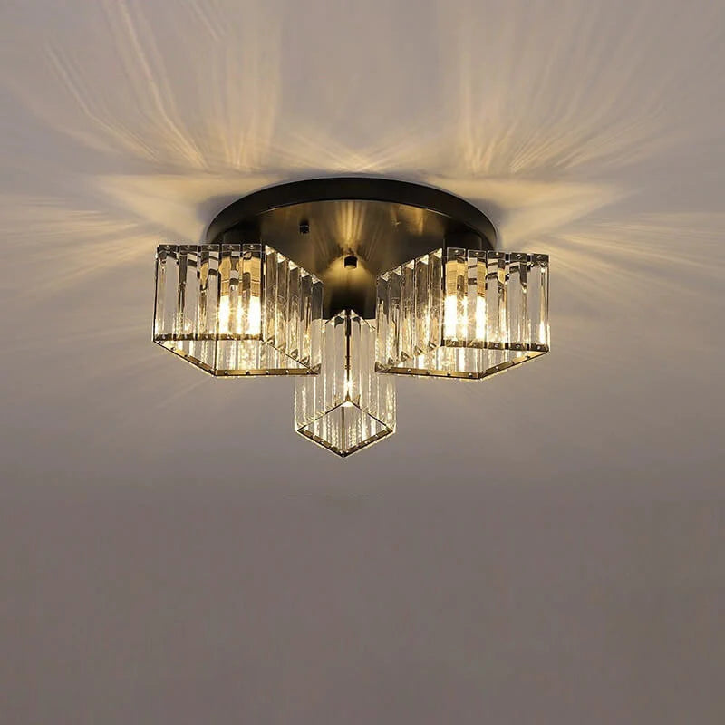 Lustra Clasica Moderna Sasha, LC117/3BK, 3x E27, Metal si Cristal, Negru, Abajur