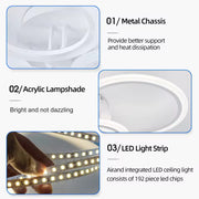 Lustra LED cu telecomanda BETTY 82W, 6 Cercuri, lumina Rece/Calda/Neutra, Dimabila, Alb