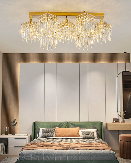 Candelabru Cristal CC180/7GD, 70cm, 7xE14, Auriu