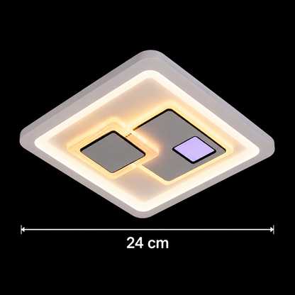 Lustra LED KEREN 33W, Patrata, lumina Rece/Calda/Neutra 3000K/4000K/6000K, Alb, Metal si Acril