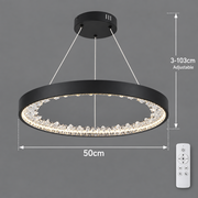 Lustra LED suspendata cu telecomanda, 28W, 1 Cerc, lumina Rece/Calda/Neutra, Dimabila, Negru, Inaltime Reglabila