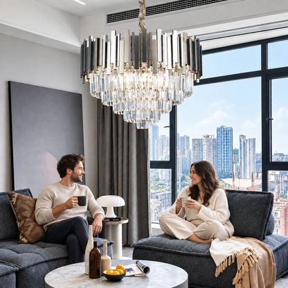 Candelabru Cristal BLOIS Magno, 8x E14, Diametru 60cm, Crom Lucios, Inaltime Reglabila