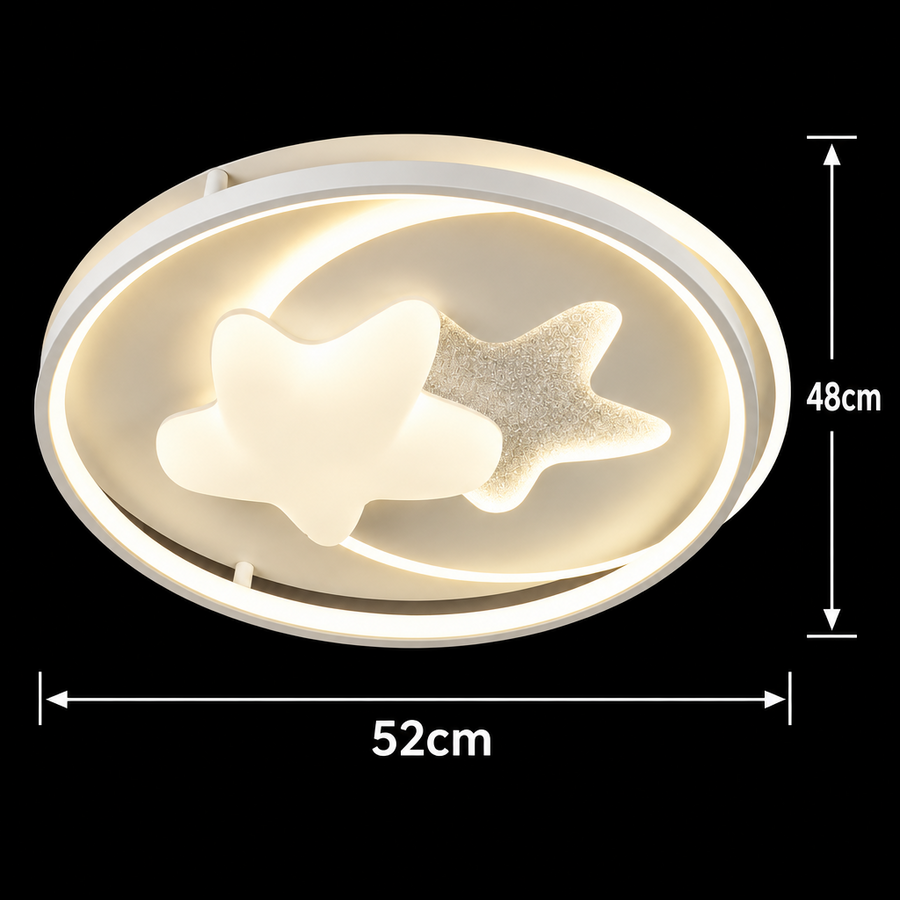 Lustra LED cu telecomanda ISTARAVSHAN, Forma Corpuri Ceresti, 87W, lumina Rece/Calda/Neutra, Dimabila, Alb