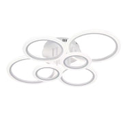 Lustra LED cu telecomanda BETTY 82W, 6 Cercuri, lumina Rece/Calda/Neutra, Dimabila, Alb