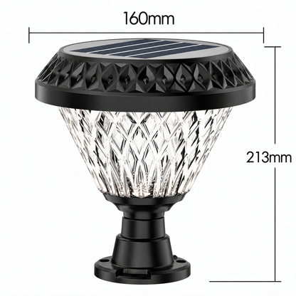 Lampa Solara LED pentru Stalp Exterior KATTAKURGAN, 8W, Lumina Calda/Rece/Neutra + RGB, Forma Rotunda, Aluminiu, Negru, Dimabila