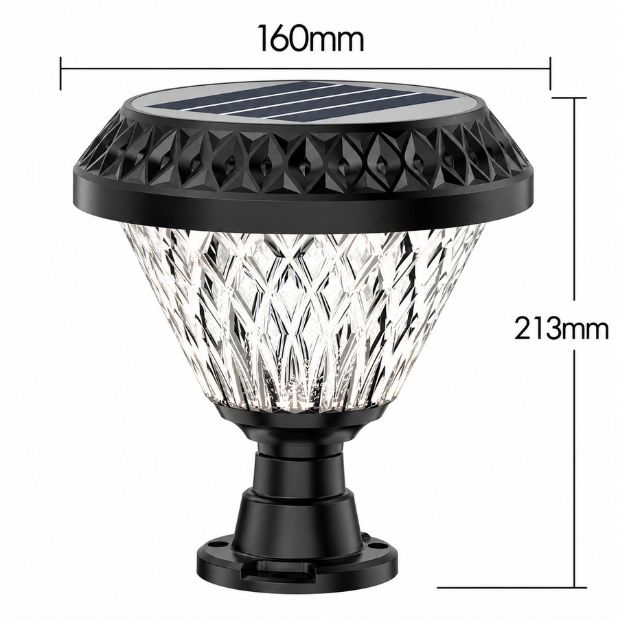 Lampa Solara LED pentru Stalp Exterior KATTAKURGAN, 8W, Lumina Calda/Rece/Neutra + RGB, Forma Rotunda, Aluminiu, Negru, Dimabila