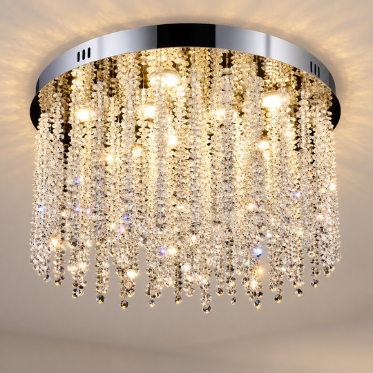 Candelabru LED Cristal LLC215/550WH Rotund, 29W, Lumina Rece/Calda/Neutra, Cristal, Auriu