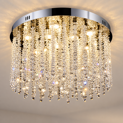 Candelabru LED Cristal LLC215/550WH Rotund, 29W, Lumina Rece/Calda/Neutra, Cristal, Auriu