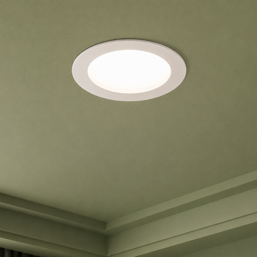 Spot LED AKTOBE, Ø16.8cm, 12W, Rotund, Lumina Rece, Alb, Metal si Acrilic