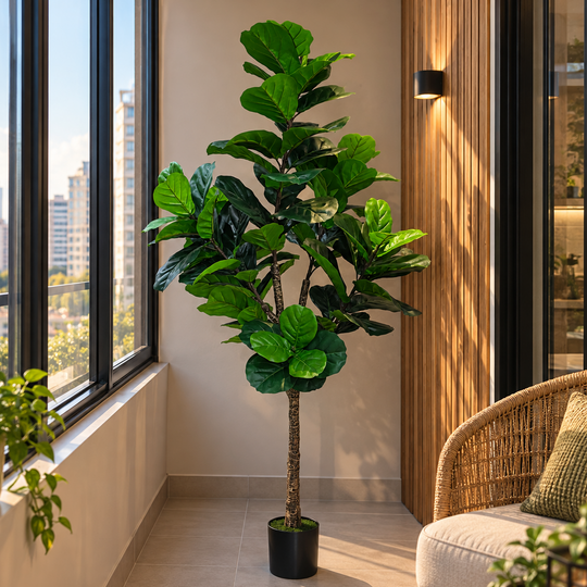 Planta Artificială Copac Tip Ficus, 180 cm, Verde, cu Ghiveci