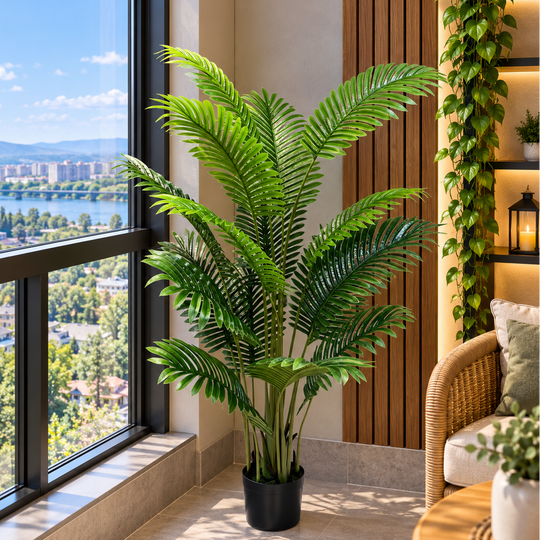 Plantă Artificială Tip Palmier Areca, 15 frunze, 150 cm, Verde
