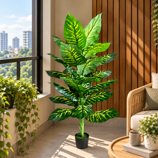 Plantă Artificială Tip Dieffenbachia, 150 cm, Verde