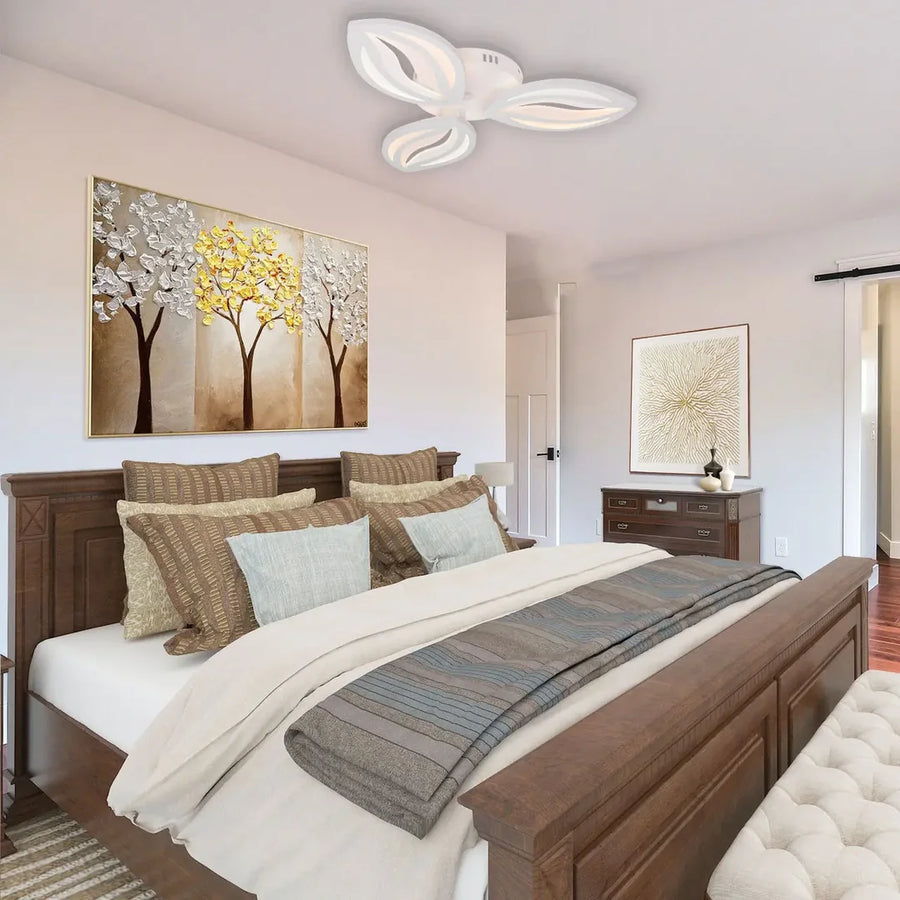 Lustra LED cu telecomanda ORCHID 39W, 3 Petale, lumina Rece/Calda/Neutra, Dimabila, Alb