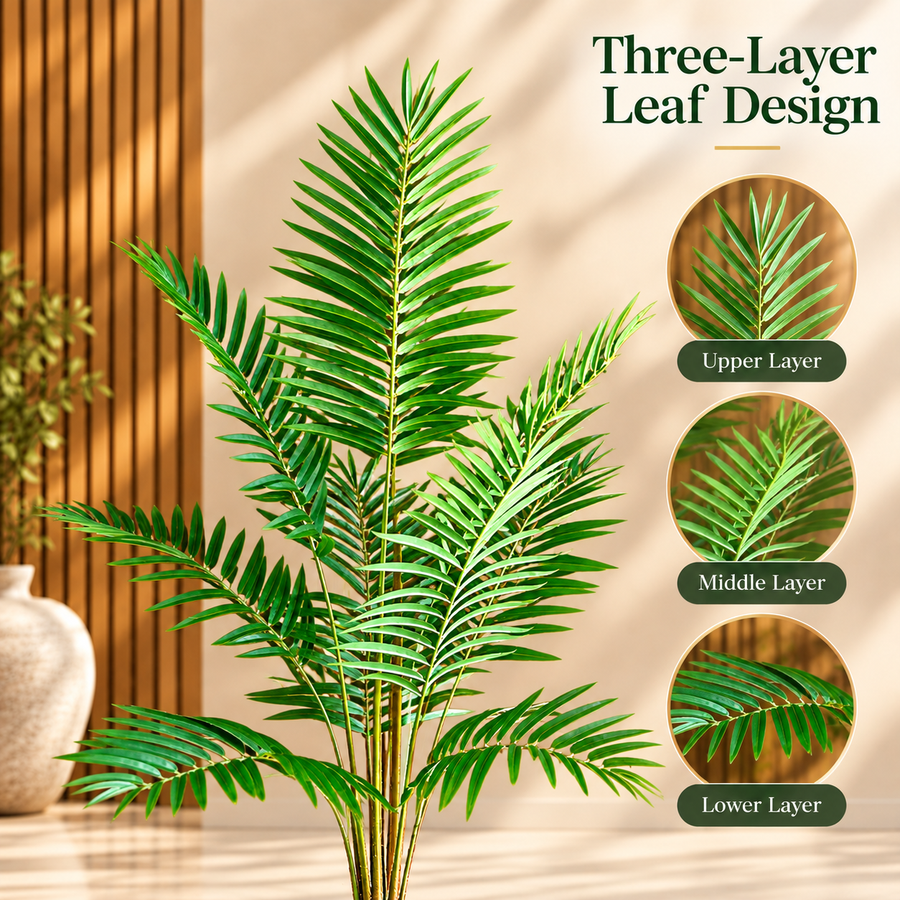 Planta Artificială Copac Tip Palmier Kentia, Cu Frunze Elegante, 180 cm, 10 frunze, Verde, cu Ghiveci