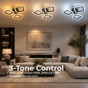 Lustra LED PULSARIS 40W, 3 Patrate, lumina Rece/Calda/Neutra, Negru