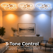 Lustra LED cu telecomanda BETTY 81W, 6 Cercuri, lumina Rece/Calda/Neutra, Dimabila, Auriu Lucios