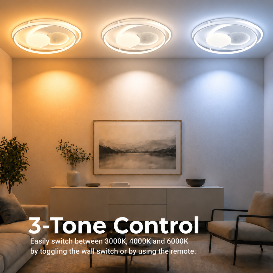 Lustra LED cu telecomanda ISTARAVSHAN, Forma Rotunda, 86W, lumina Rece/Calda/Neutra, Dimabila, Alb