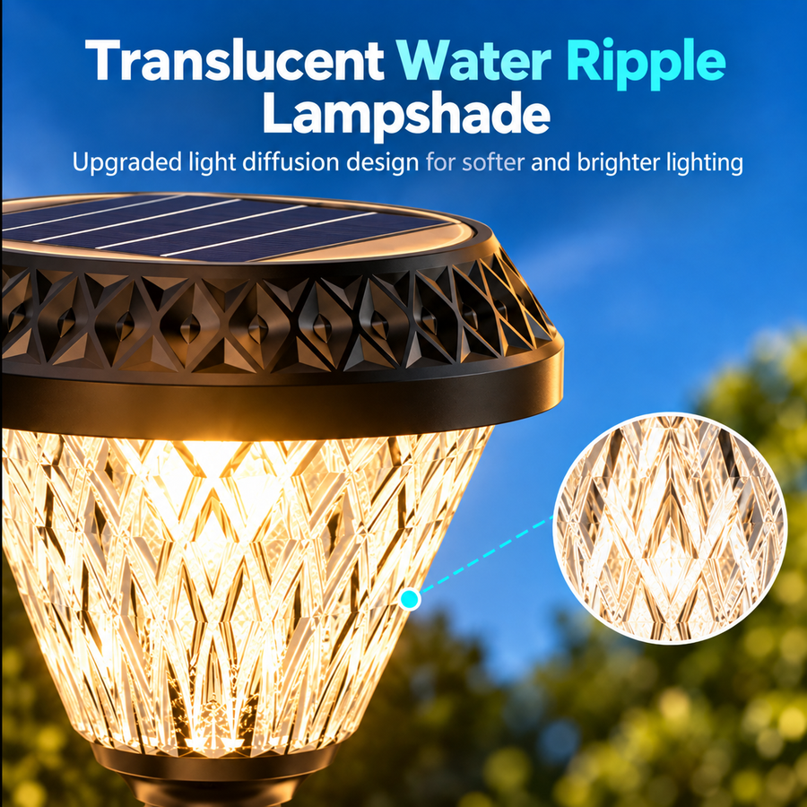Lampa Solara LED pentru Stalp Exterior KATTAKURGAN, 8W, Lumina Calda/Rece/Neutra + RGB, Forma Rotunda, Aluminiu, Negru, Dimabila