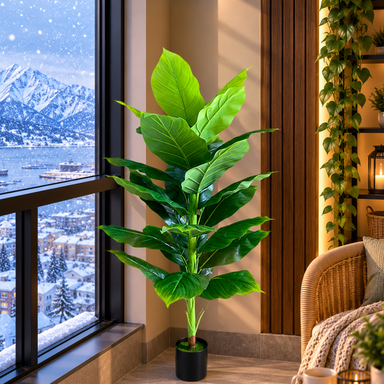 Plantă Artificială Tip Bananier Musa, 150 cm, Verde