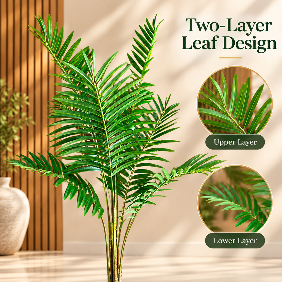 Planta Artificială Copac Tip Palmier Kentia, Cu Frunze Elegante, 160 cm, 7 frunze, Verde, cu Ghiveci