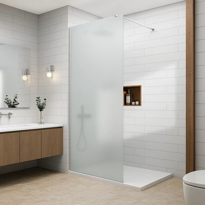 Paravan duș Walk-In 90x195 cm, sticlă securizată 8 mm, satin, profil metalic rezistent