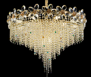 Candelabru Cristal BLOSSOM Regalis, 14xE14, 80cm, Auriu Lucios, Inaltime Reglabila, Metal si Cristal