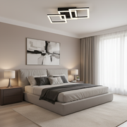 Lustra LED cu telecomanda GEO 43W, 3 Patrate, lumina Rece/Calda/Neutra, Dimabila, Metal si Acril, Negru