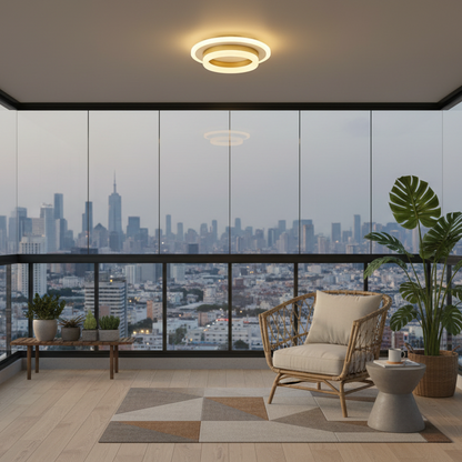 Lustra LED SOLENA ROTONDA 21W, Diametru 20cm, lumina Rece/Calda/Neutra, Alb Auriu