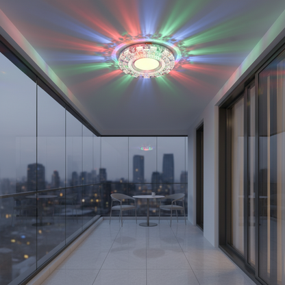Spot LED ORBITA, 5W, Rotund, Lumina Rece + RGB, Alb, Rasina si Sticla