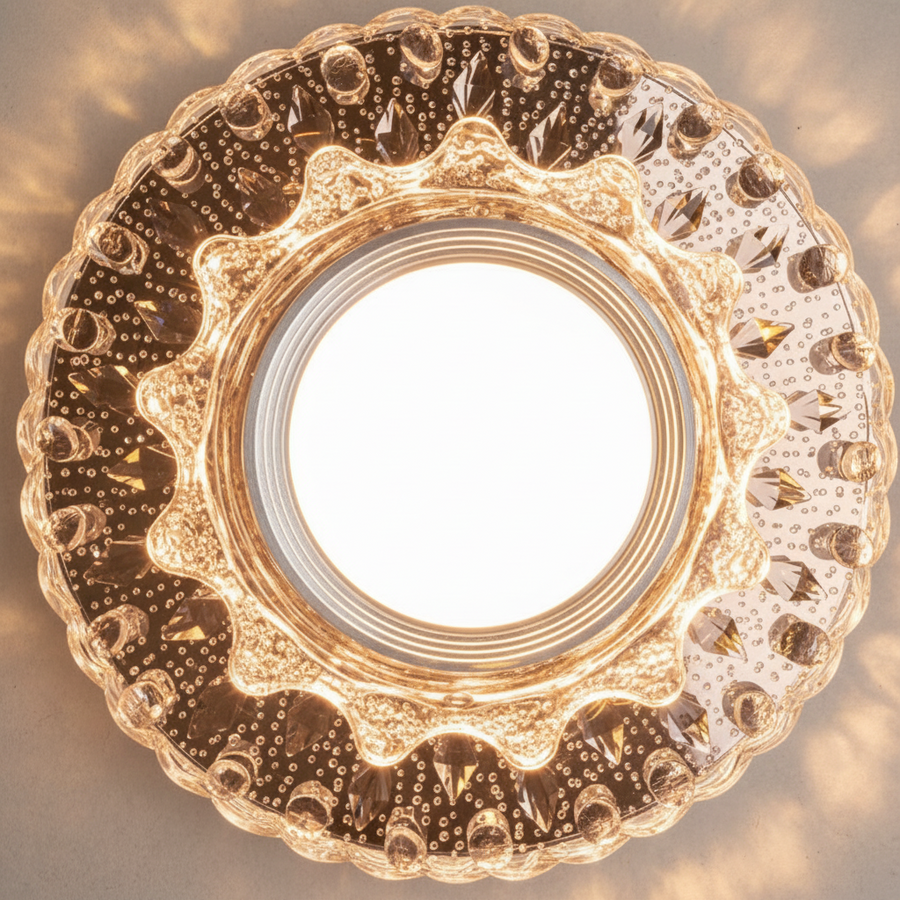 Spot LED ORBITA, 5W, Rotund, Lumina Rece/Calda, Bronz Antichizat, Rasina si Sticla