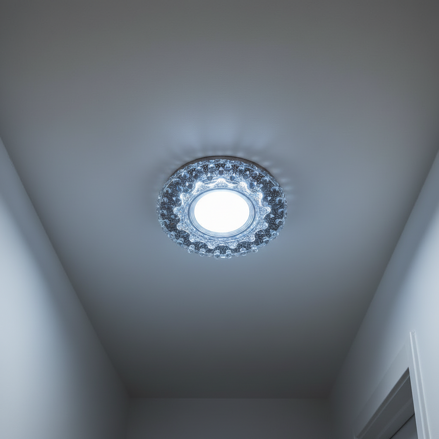 Spot LED ORBITA, 5W, Rotund, Lumina Rece/Calda, Bronz Antichizat, Rasina si Sticla
