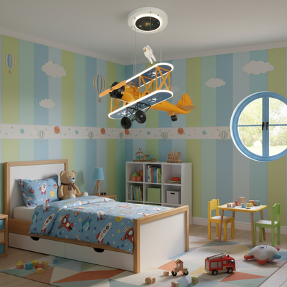 Lustra LED suspendata AVION 80W, lumina Rece/Calda/Neutra, Portocaliu Albastru