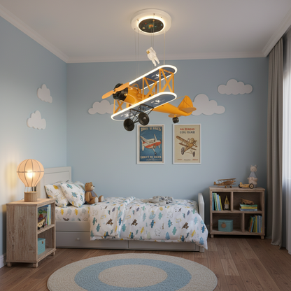 Lustra LED suspendata AVION 80W, lumina Rece/Calda/Neutra, Portocaliu Albastru