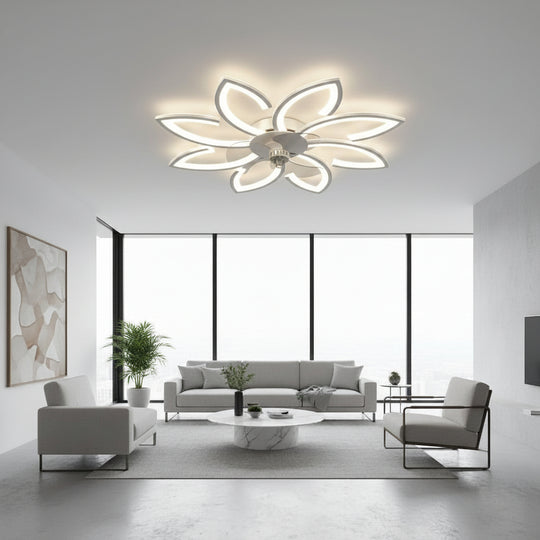 Lustra LED Ventilator ANEMO cu Telecomanda, 48W, D87cm, Lumina Rece/Neutra/Calda, Alb