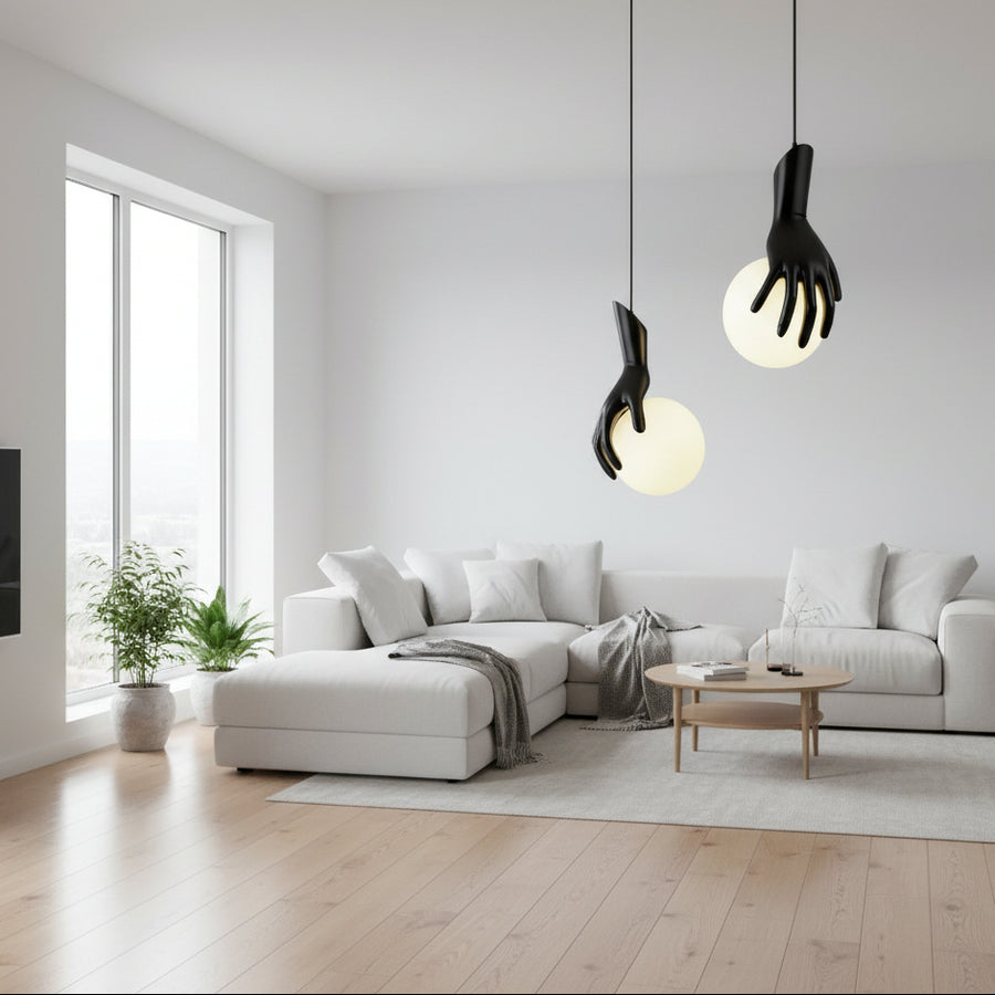 Aplica LED Decorativa MANOS, 13x120cm, 1xE27, Sticla si Resina, Negru