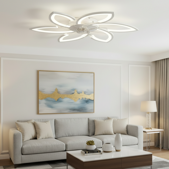 Lustra LED Ventilator ANEMO cu Telecomanda, 36W, D76.5cm, Lumina Rece/Neutra/Calda, Alb