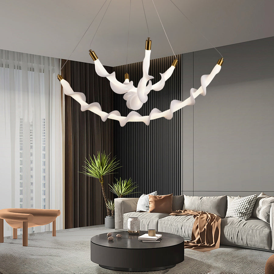 Lustra LED Suspendata Acril LT760/3GD, 48W, Lumina Calda/Neutra/Rece 3000/4000/6000K, Alb, Inaltime Reglabila, Metal si Acril