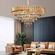 Candelabru Cristal VERSAILLES Supremo, CC900/800GD, 12xE14, Diametru 80cm, Auriu Lucios, Inaltime Reglabila, Metal si Cristal