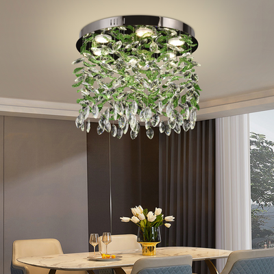 Candelabru LED Cristal LLC211/550GN Rotund, 29W, Lumina Rece/Calda/Neutra, Cristale Verzi, Crom Lucios